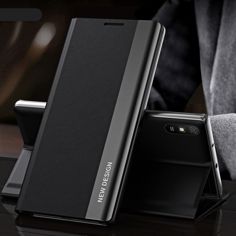 Side Electroplated Magnetic Ultra-Thin Horizontal Flip Leather Case with Holder, For Xiaomi Redmi 10, For Xiaomi Redmi Note 10 5G, For Xiaomi Redmi Note10 4G, For Xiaomi Redmi 9A, For Xiaomi Redmi 9C, For Xiaomi Redmi Note 9 Pro Max