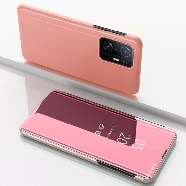 Plated Mirror Horizontal Flip Leather Case with Holder, For Xiaomi Mi 11T / 11T Pro