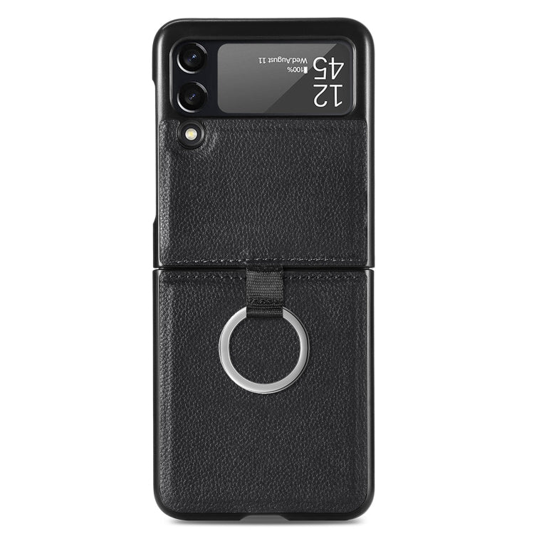 Litchi Pattern Folding Phone Case with Ring Buckle, For Samsung Galaxy Z Flip3 5G