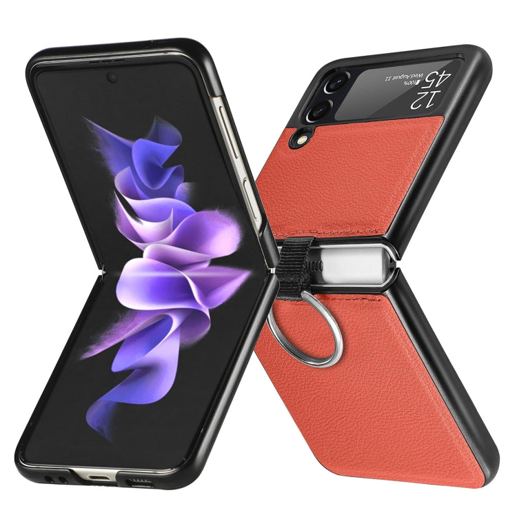 Litchi Pattern Folding Phone Case with Ring Buckle, For Samsung Galaxy Z Flip3 5G