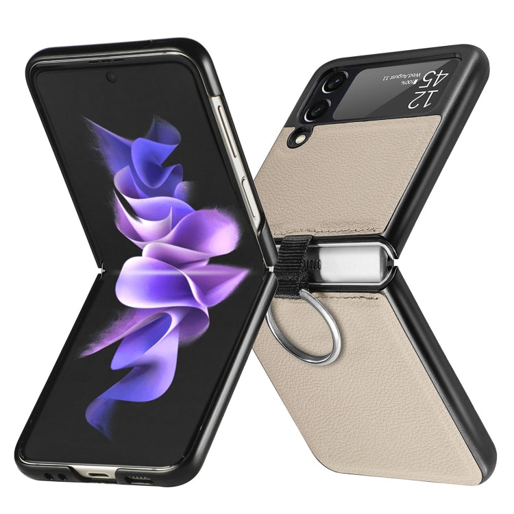 Litchi Pattern Folding Phone Case with Ring Buckle, For Samsung Galaxy Z Flip3 5G