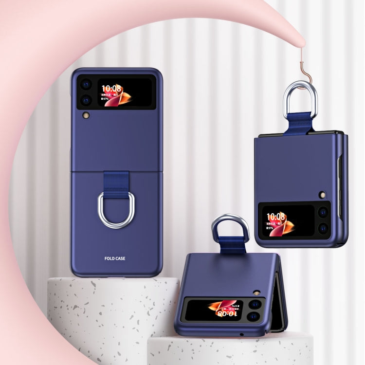 Skin Feel Folding Phone Case with Drawstring Key Chain, For Samsung Galaxy Z Flip3 5G
