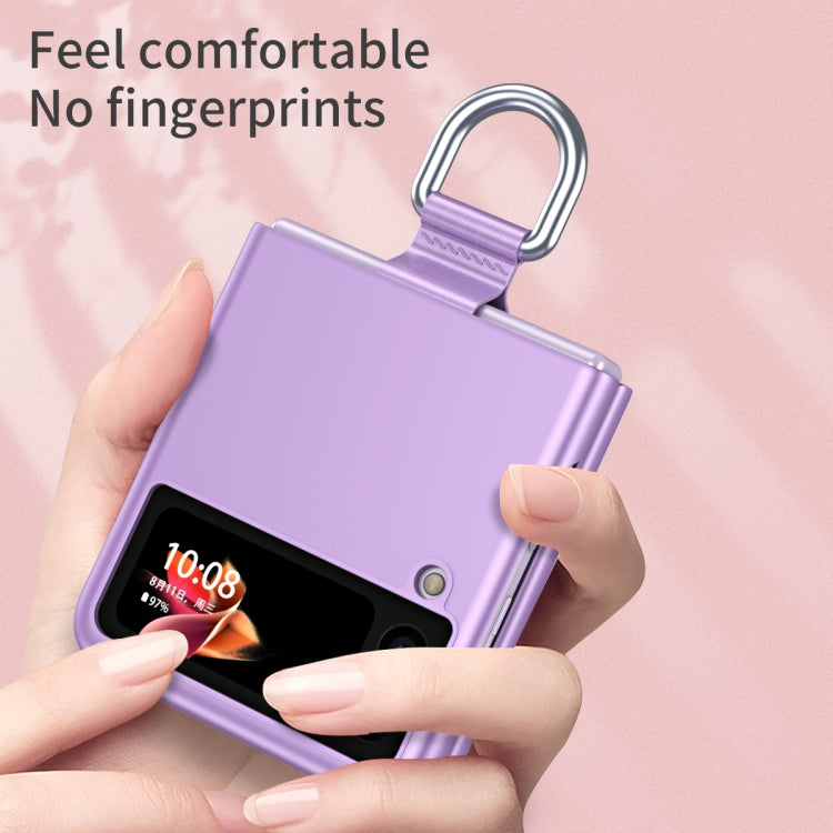 Skin Feel Folding Phone Case with Drawstring Key Chain, For Samsung Galaxy Z Flip3 5G