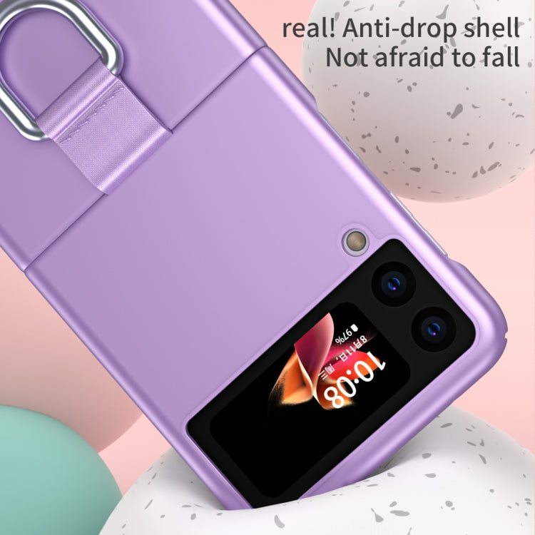 Skin Feel Folding Phone Case with Drawstring Key Chain, For Samsung Galaxy Z Flip3 5G
