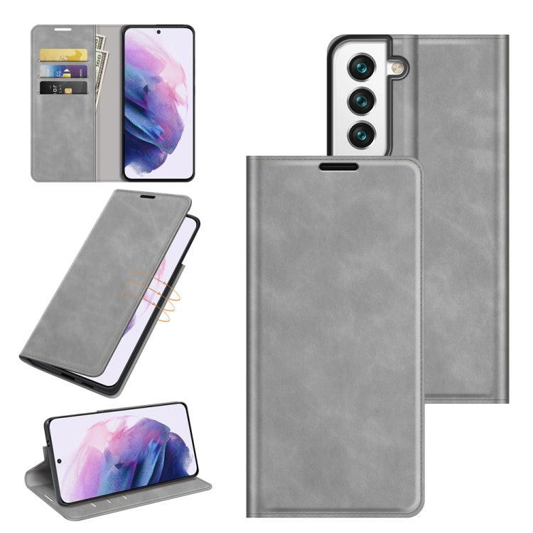For Samsung Galaxy S22 5G Retro-skin Business Magnetic Suction Leather Case with Holder & Card Slots & Wallet, For Samsung Galaxy S22 5G