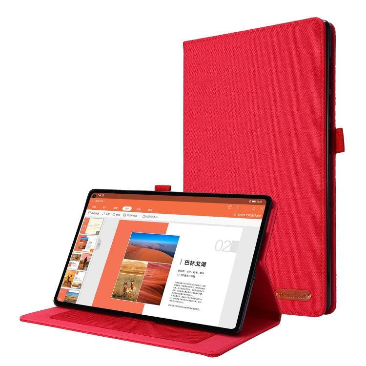 Horizontal Flip Fabric PU Leather Tablet Case with Card Slots & Holder, For OPPO Realme Pad