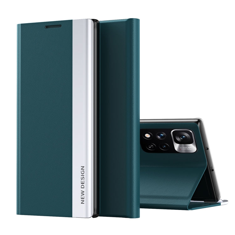 Side Electroplated Magnetic Leather Phone Case with  Holder, For Xiaomi Redmi Note11, For Xiaomi Redmi Note 11 Pro /Note 11 Pro+