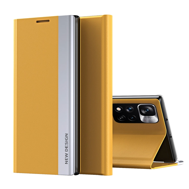 Side Electroplated Magnetic Leather Phone Case with  Holder, For Xiaomi Redmi Note11, For Xiaomi Redmi Note 11 Pro /Note 11 Pro+