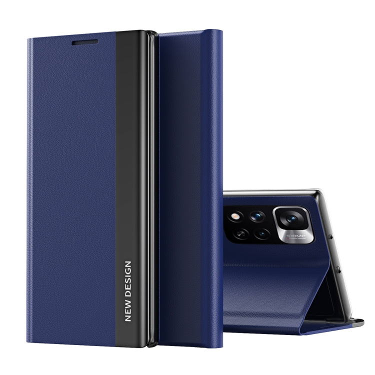 Side Electroplated Magnetic Leather Phone Case with  Holder, For Xiaomi Redmi Note11, For Xiaomi Redmi Note 11 Pro /Note 11 Pro+