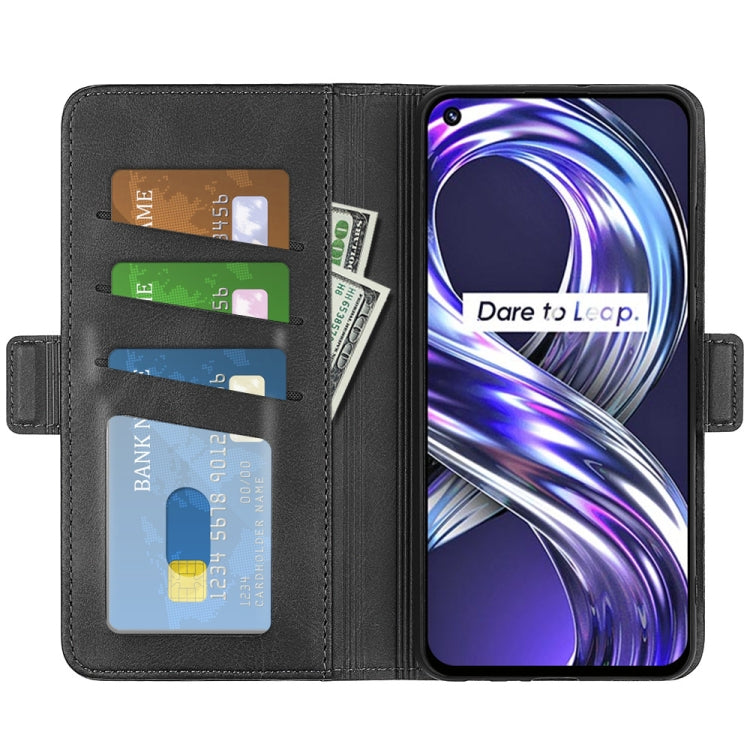 For OPPO Realme 8i Dual-side Magnetic Buckle Horizontal Flip Leather Case with Holder & Card Slots & Wallet, Black, Yellow, Brown, Dark Blue, Red
