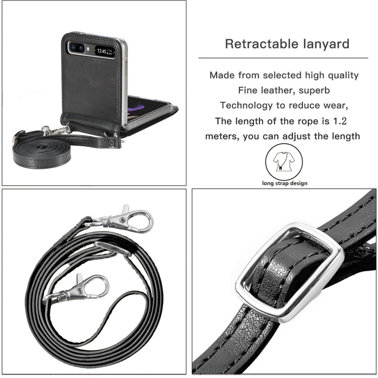 Diagonal Lanyard Embossed Card Phone Case, For Samsung Galaxy Z Flip 3 5G, For Samsung Galaxy Z Flip 5G