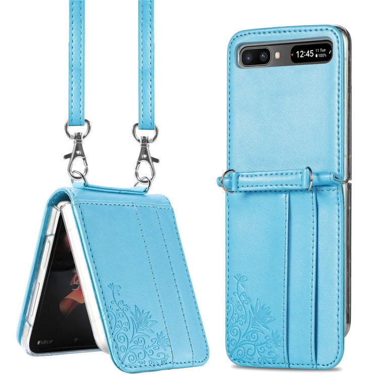 Diagonal Lanyard Embossed Card Phone Case, For Samsung Galaxy Z Flip 3 5G, For Samsung Galaxy Z Flip 5G