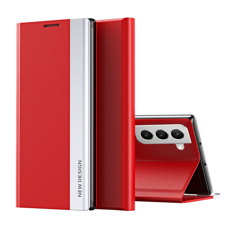 Side Electroplated Magnetic Ultra-Thin Horizontal Flip Leather Case with Holder, For Samsung Galaxy S22 5G, For Samsung Galaxy S22+ 5G, For Samsung Galaxy S22 Ultra 5G