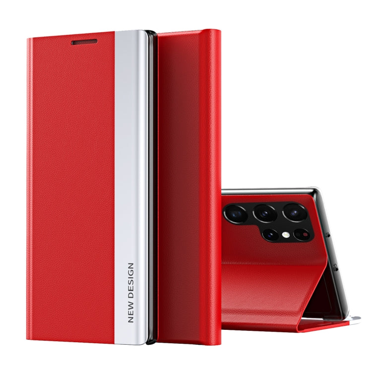 Side Electroplated Magnetic Ultra-Thin Horizontal Flip Leather Case with Holder, For Samsung Galaxy S22 5G, For Samsung Galaxy S22+ 5G, For Samsung Galaxy S22 Ultra 5G
