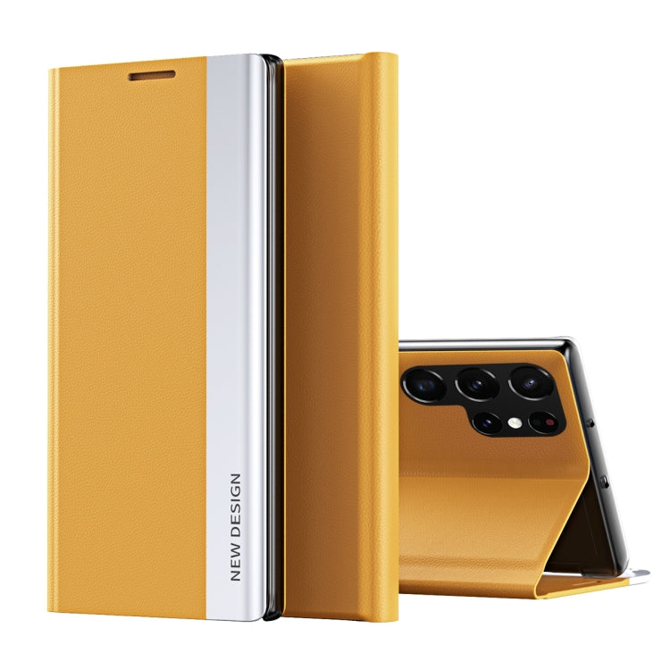 Side Electroplated Magnetic Ultra-Thin Horizontal Flip Leather Case with Holder, For Samsung Galaxy S22 5G, For Samsung Galaxy S22+ 5G, For Samsung Galaxy S22 Ultra 5G