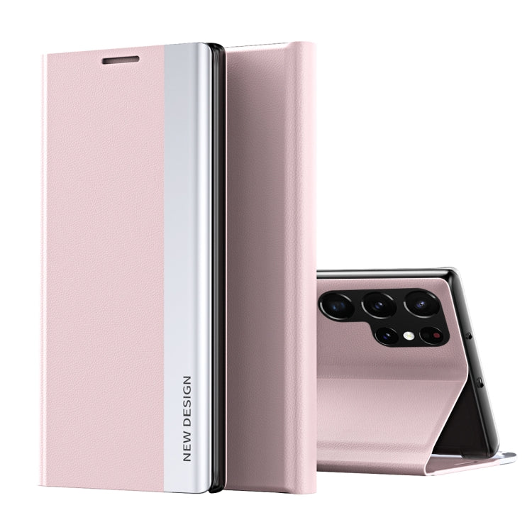 Side Electroplated Magnetic Ultra-Thin Horizontal Flip Leather Case with Holder, For Samsung Galaxy S22 5G, For Samsung Galaxy S22+ 5G, For Samsung Galaxy S22 Ultra 5G