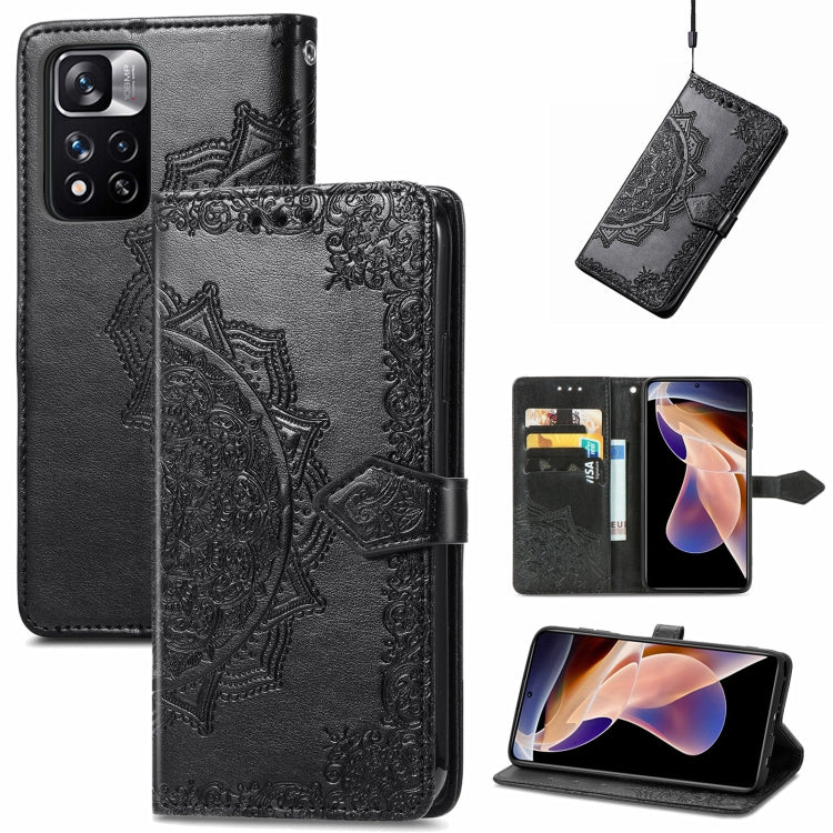 Mandala Flower Embossed Flip Leather Phone Case, For Xiaomi Redmi Note 11, For Xiaomi Redmi Note 11 Pro / 11 Pro+