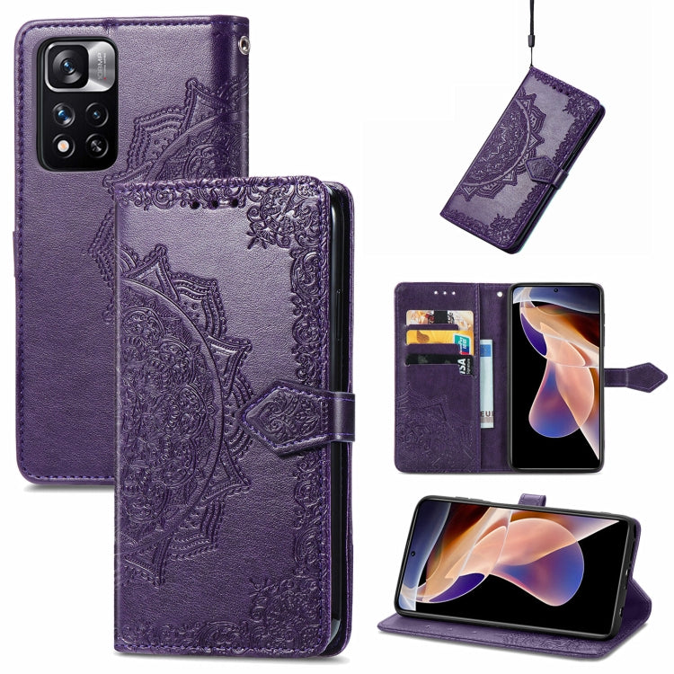 Mandala Flower Embossed Flip Leather Phone Case, For Xiaomi Redmi Note 11, For Xiaomi Redmi Note 11 Pro / 11 Pro+