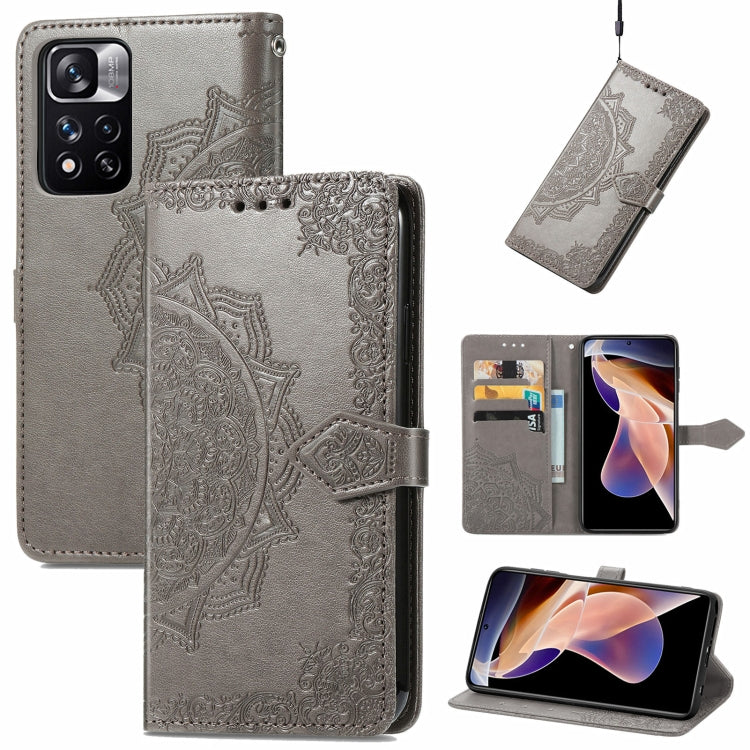 Mandala Flower Embossed Flip Leather Phone Case, For Xiaomi Redmi Note 11, For Xiaomi Redmi Note 11 Pro / 11 Pro+