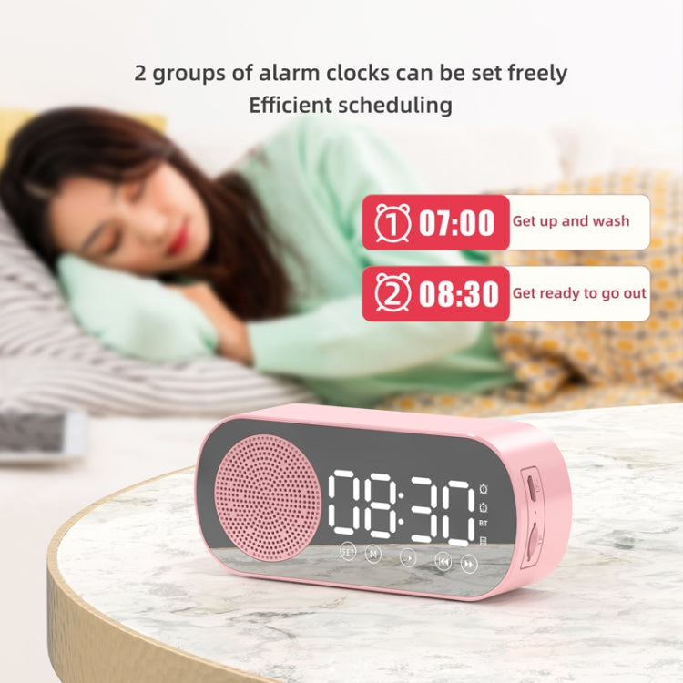 Z7 Digital Bluetooth 5.0 Speaker Multi-function Mirror Alarm Clock FM Radio, Z7 (Black), Z7 (White), Z7 (Pink)