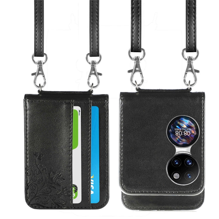 Diagonal Embossed Card Folding Phone Case, For Huawei  P50 Pocket
