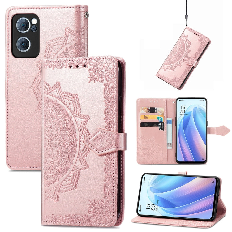 Mandala Flower Embossed Flip Leather Phone Case, For OPPO Reno7 5G, For OPPO Reno7 Pro 5G, For OPPO A16K