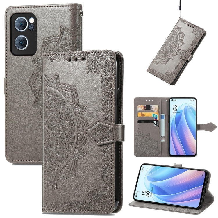 Mandala Flower Embossed Flip Leather Phone Case, For OPPO Reno7 5G, For OPPO Reno7 Pro 5G, For OPPO A16K