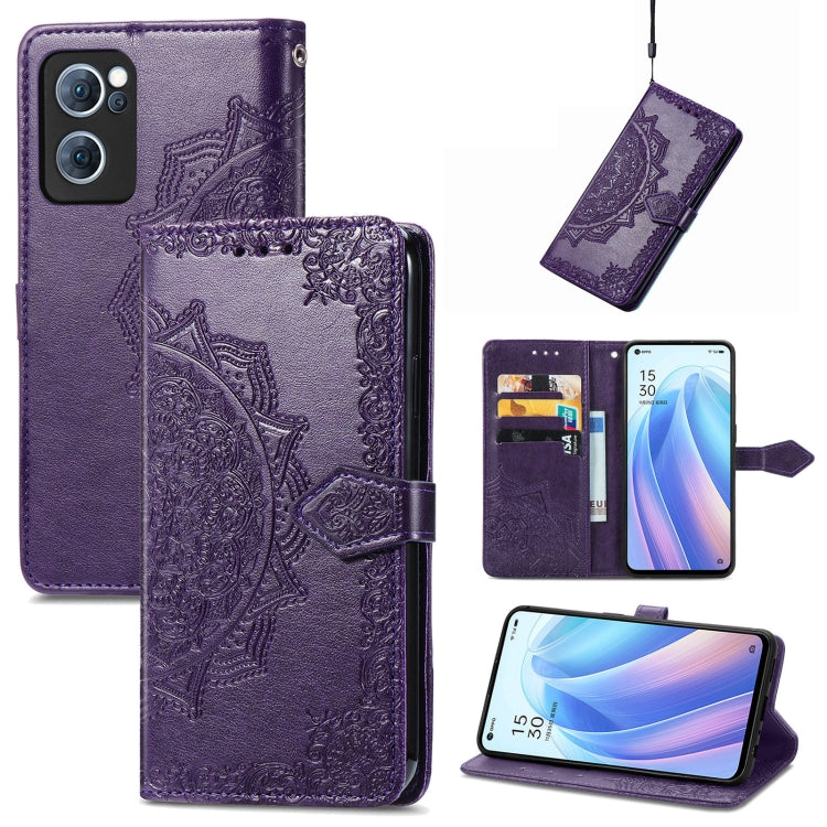 Mandala Flower Embossed Flip Leather Phone Case, For OPPO Reno7 5G, For OPPO Reno7 Pro 5G, For OPPO A16K