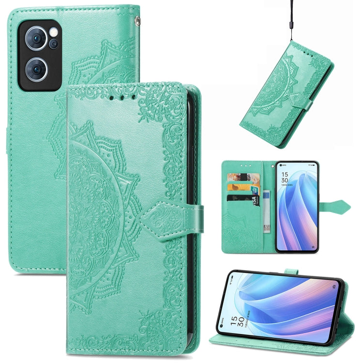 Mandala Flower Embossed Flip Leather Phone Case, For OPPO Reno7 5G, For OPPO Reno7 Pro 5G, For OPPO A16K