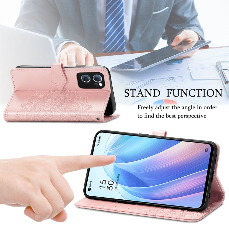 Mandala Flower Embossed Flip Leather Phone Case, For OPPO Reno7 5G, For OPPO Reno7 Pro 5G, For OPPO A16K