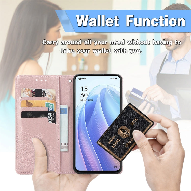 Mandala Flower Embossed Flip Leather Phone Case, For OPPO Reno7 5G, For OPPO Reno7 Pro 5G, For OPPO A16K