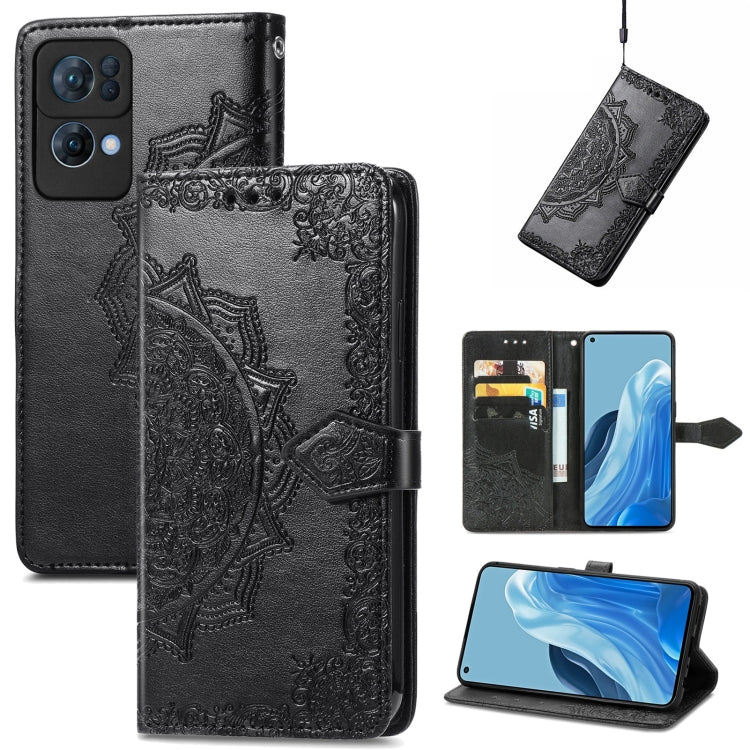 Mandala Flower Embossed Flip Leather Phone Case, For OPPO Reno7 5G, For OPPO Reno7 Pro 5G, For OPPO A16K