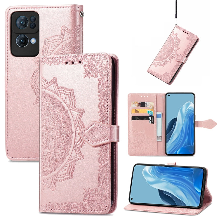 Mandala Flower Embossed Flip Leather Phone Case, For OPPO Reno7 5G, For OPPO Reno7 Pro 5G, For OPPO A16K