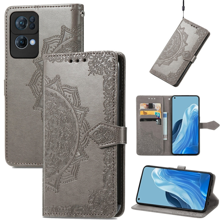 Mandala Flower Embossed Flip Leather Phone Case, For OPPO Reno7 5G, For OPPO Reno7 Pro 5G, For OPPO A16K