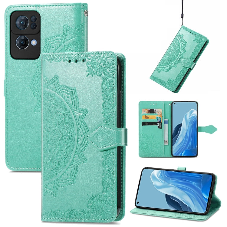Mandala Flower Embossed Flip Leather Phone Case, For OPPO Reno7 5G, For OPPO Reno7 Pro 5G, For OPPO A16K
