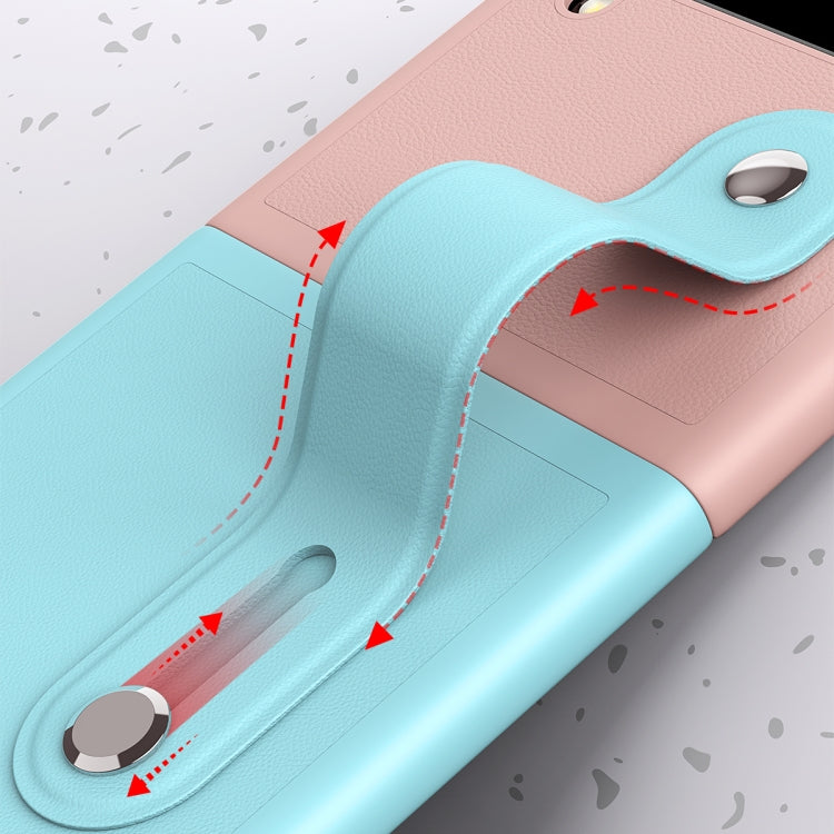 Skin Contrast Wristband Holder Folding Phone Case, For Samsung Galaxy Z Flip3 5G