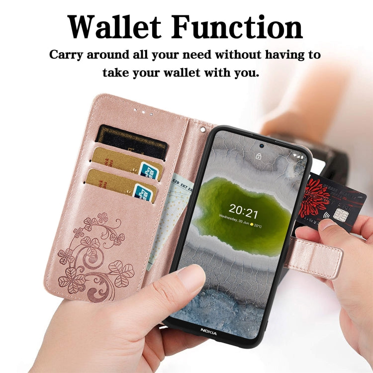 Four-leaf Clasp Embossed Leather Phone Case, For TCL 30 SE