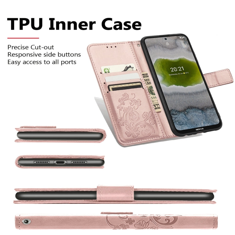 Four-leaf Clasp Embossed Leather Phone Case, For TCL 30 SE