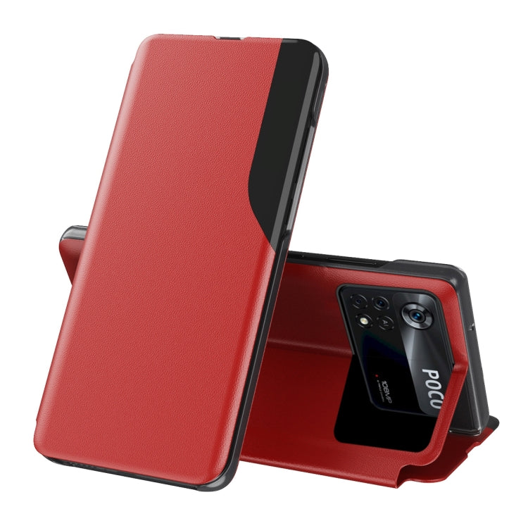 Attraction Flip Holder Leather Phone Case, For Xiaomi Poco X4 Pro 5G, For Xiaomi Poco M4 Pro 4G