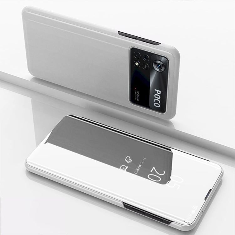 Plated Mirror Horizontal Flip Leather Case with Holder, For Xiaomi Poco X4 Pro 5G, For Xiaomi Poco M4 Pro 4G