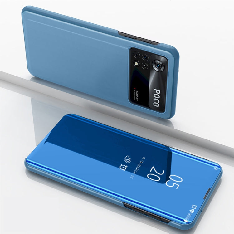 Plated Mirror Horizontal Flip Leather Case with Holder, For Xiaomi Poco X4 Pro 5G, For Xiaomi Poco M4 Pro 4G