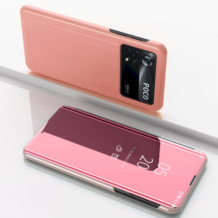 Plated Mirror Horizontal Flip Leather Case with Holder, For Xiaomi Poco X4 Pro 5G, For Xiaomi Poco M4 Pro 4G