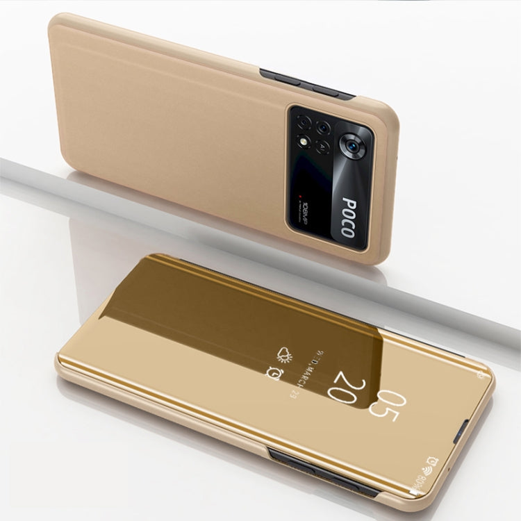 Plated Mirror Horizontal Flip Leather Case with Holder, For Xiaomi Poco X4 Pro 5G, For Xiaomi Poco M4 Pro 4G