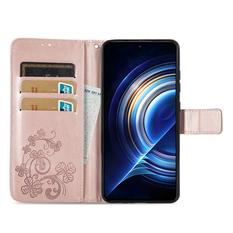 Four-leaf Clasp Embossed Buckle Leather Phone Case, For Xiaomi Redmi K50 Pro, For Xiaomi Redmi 10C, For Xiaomi Redmi Note 11 Pro 4G Global, For Xiaomi Poco X4 Pro 5G, For Xiaomi Poco M4 Pro