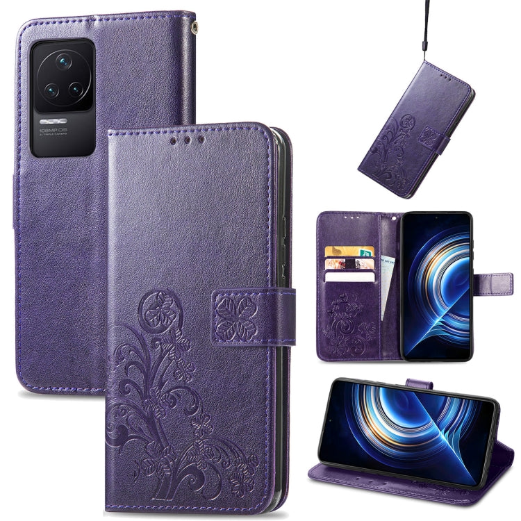 Four-leaf Clasp Embossed Buckle Leather Phone Case, For Xiaomi Redmi K50 Pro, For Xiaomi Redmi 10C, For Xiaomi Redmi Note 11 Pro 4G Global, For Xiaomi Poco X4 Pro 5G, For Xiaomi Poco M4 Pro