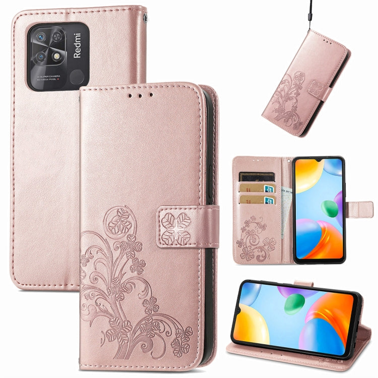 Four-leaf Clasp Embossed Buckle Leather Phone Case, For Xiaomi Redmi K50 Pro, For Xiaomi Redmi 10C, For Xiaomi Redmi Note 11 Pro 4G Global, For Xiaomi Poco X4 Pro 5G, For Xiaomi Poco M4 Pro