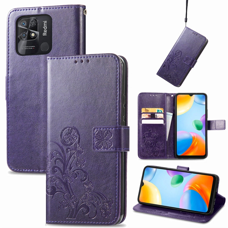 Four-leaf Clasp Embossed Buckle Leather Phone Case, For Xiaomi Redmi K50 Pro, For Xiaomi Redmi 10C, For Xiaomi Redmi Note 11 Pro 4G Global, For Xiaomi Poco X4 Pro 5G, For Xiaomi Poco M4 Pro
