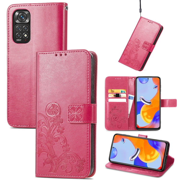 Four-leaf Clasp Embossed Buckle Leather Phone Case, For Xiaomi Redmi K50 Pro, For Xiaomi Redmi 10C, For Xiaomi Redmi Note 11 Pro 4G Global, For Xiaomi Poco X4 Pro 5G, For Xiaomi Poco M4 Pro
