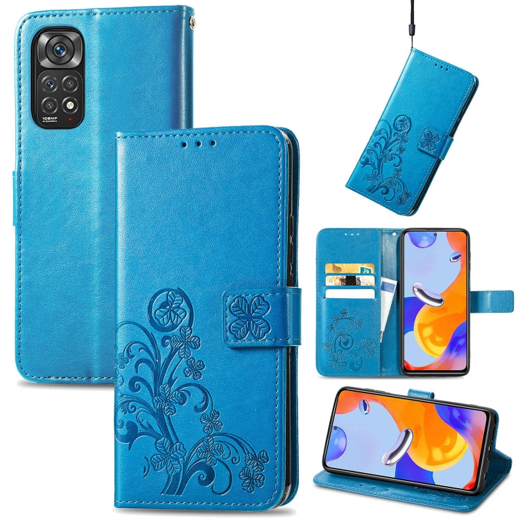 Four-leaf Clasp Embossed Buckle Leather Phone Case, For Xiaomi Redmi K50 Pro, For Xiaomi Redmi 10C, For Xiaomi Redmi Note 11 Pro 4G Global, For Xiaomi Poco X4 Pro 5G, For Xiaomi Poco M4 Pro
