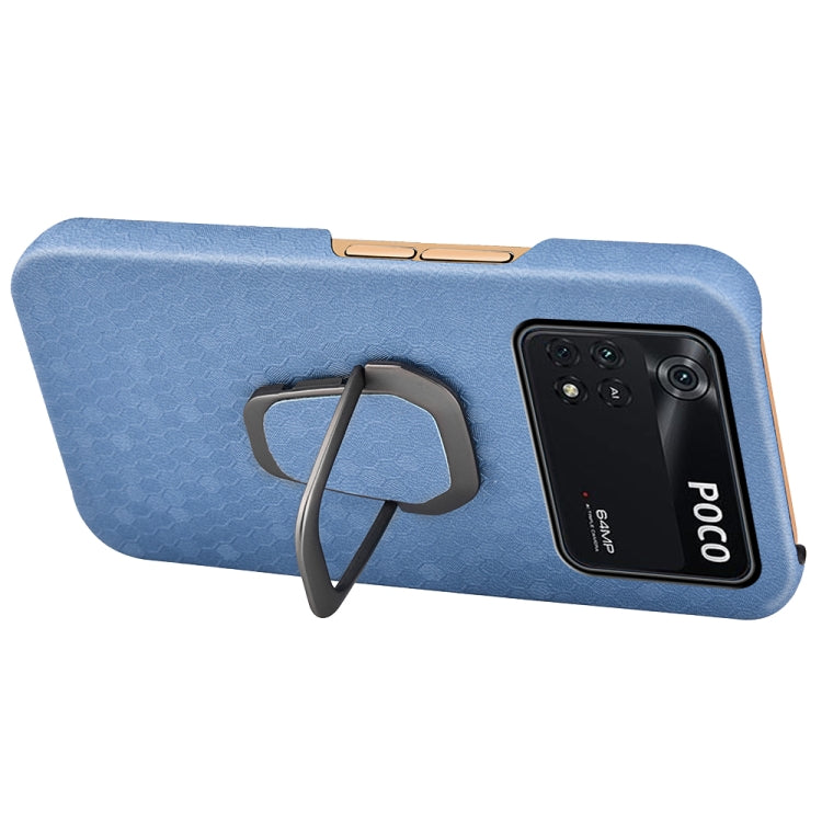 For Xiaomi Poco M4 Pro 4G Ring Holder Honeycomb PU Phone Case, For Xiaomi Poco M4 Pro 4G